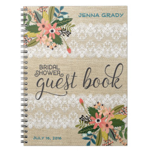 Burlap and Lace Bridal Shower Guest Book