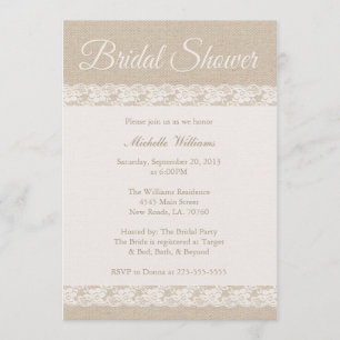 Burlap and Lace   Bridal Shower Invitation