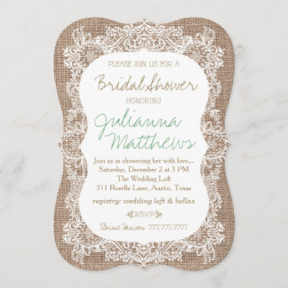 Burlap and Lace Bridal Shower Invitation