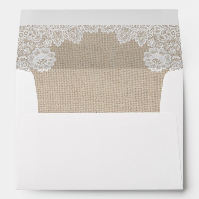 Burlap and Lace Lined Envelopes Return Address (Back (Bottom))