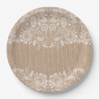 Burlap and Lace Paper Plate