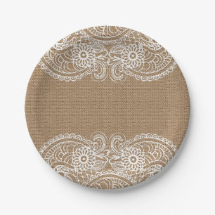 Burlap and Lace Paper Plate
