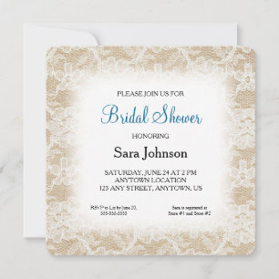 Burlap and Lace Personalised Bridal Shower Invitation