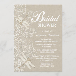 Burlap and Lace Rustic Bridal Shower Invitation