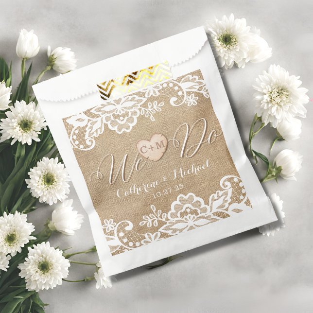 Burlap And Lace Rustic Country Wedding Favour Bags (Creator Uploaded)