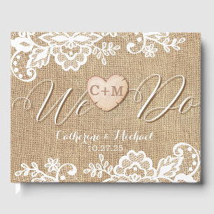 Burlap And Lace Rustic Country Wedding Guest Book