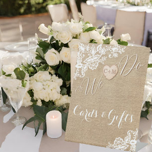 Burlap And Lace Rustic Country Wedding Pedestal Sign