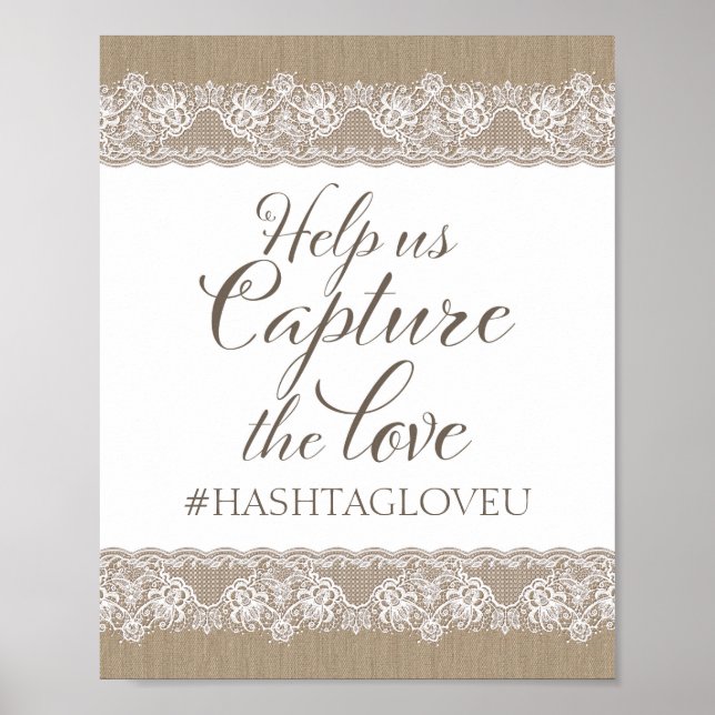 Burlap and Lace Rustic Wedding, Bridal Shower Sign (Front)