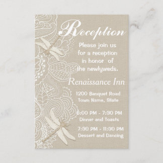 Burlap and Lace Rustic Wedding Reception Invitation