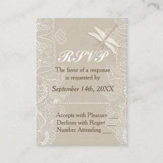 Burlap and Lace Rustic Wedding RSVP Enclosure Card