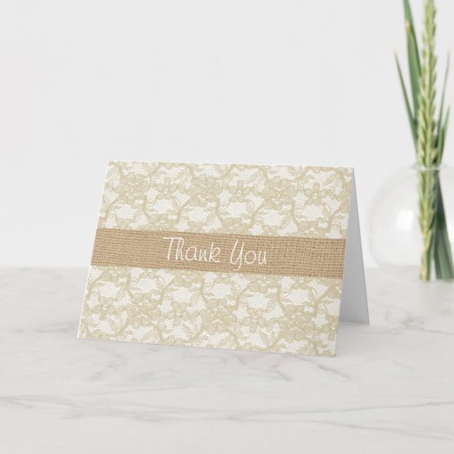 Burlap and Lace Thank You Card (Front)