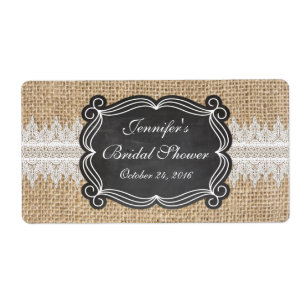 Burlap and Lace Water Bottle Label