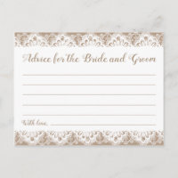 Burlap and Lace Wedding Advice Cards, Rustic