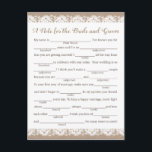 Burlap and Lace Wedding Advice Cards, Rustic Postcard<br><div class="desc">Our rustic burlap and lace fill-in-the-blank advice cards are a fun activity to have a wedding reception or bridal shower. You can change the heading wording if you would like by using Zazzle's "Personalise this template" tool. Be sure to check out our large selection of coordinating items by browsing the...</div>