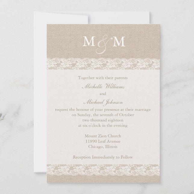 Burlap and Lace | Wedding Invitation (Front)