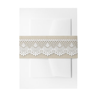 Burlap and Lace Wedding Invitation Belly Band