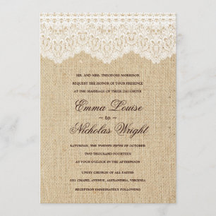 Burlap and Lace Wedding Invitations