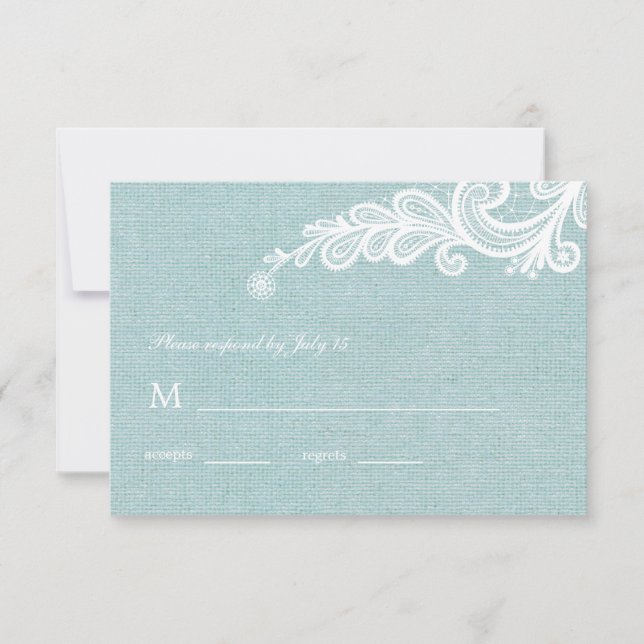 Burlap and Lace Wedding RSVP Response (Front)
