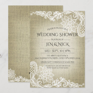 Burlap and Lace Wedding Shower Invitation