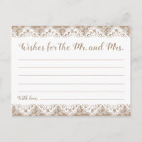 Burlap and Lace Wedding Wishes Cards, Rustic