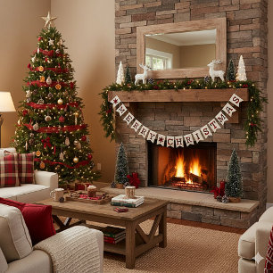 Burlap and plaid Merry Christmas Bunting