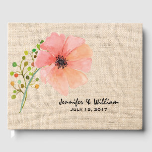Burlap and Poppy Wedding Guest Book