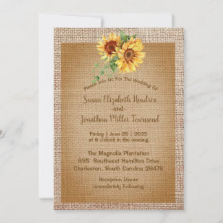 Burlap and Sunflower Wedding Invitations