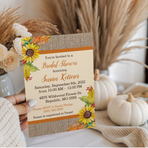 Burlap and Sunflowers Bridal Shower Invitation