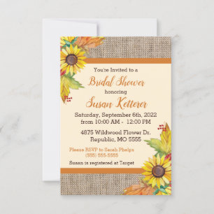 Burlap and Sunflowers Bridal Shower Invitation