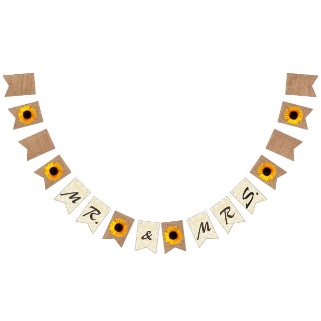 Burlap and Sunflowers Wedding Bunting (All)