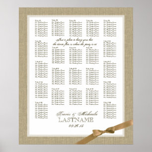 Burlap and Tan Bow Wedding Seating Chart