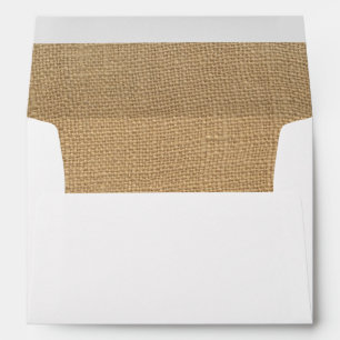 Burlap Antique White  Lace Wedding 5x7 Envelope