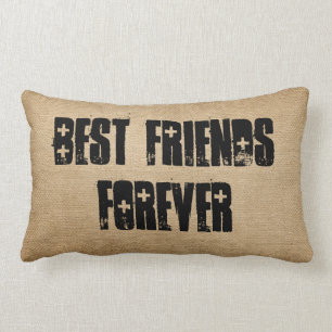 Burlap Best Friends Forever Lumbar Cushion