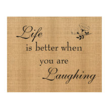 Burlap Board Sign- Life and Laughing