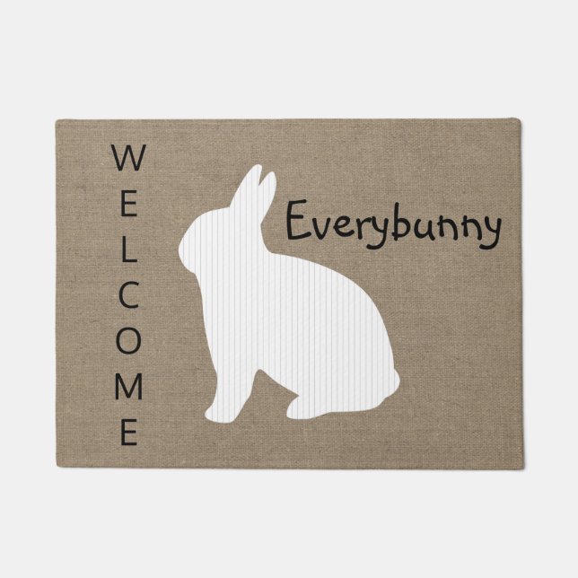 Burlap Bunny Doormat (Front)
