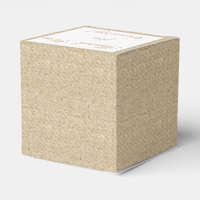 Burlap canvas pattern simple wedding favour box (Back Side)