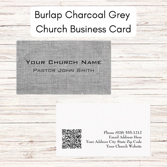Burlap Charcoal Grey Church Pastor Business Card (Creator Uploaded)