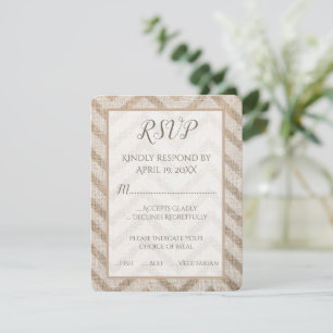 Burlap Chevron Wedding RSVP Card