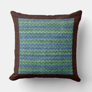 Burlap Coloured Chevron Modern Brown Border #20 Cushion