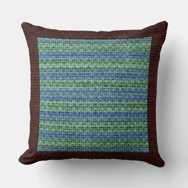 Burlap Coloured Chevron Modern Brown Border #20 Cushion (Front)
