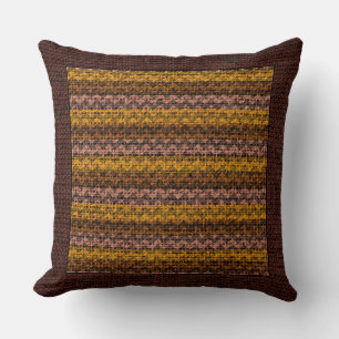 Burlap Coloured Chevron Modern Brown Border #30 Cushion