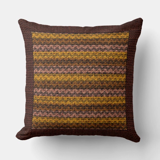 Burlap Coloured Chevron Modern Brown Border #30 Cushion (Front)