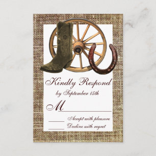 Burlap Cowboy Boots Wagon Wheel Horseshoe RSVP