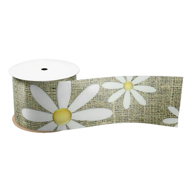 Burlap Daisy Satin Ribbon (Spool)