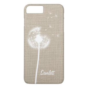 Burlap Dandelion Monogrammed iPhone 7 Plus Case