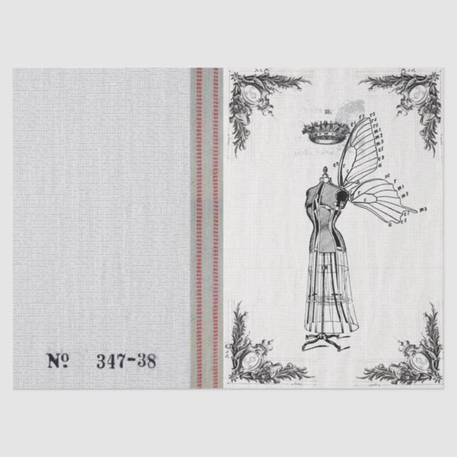 Burlap Dress Form Fairy Tissue Paper (Front)