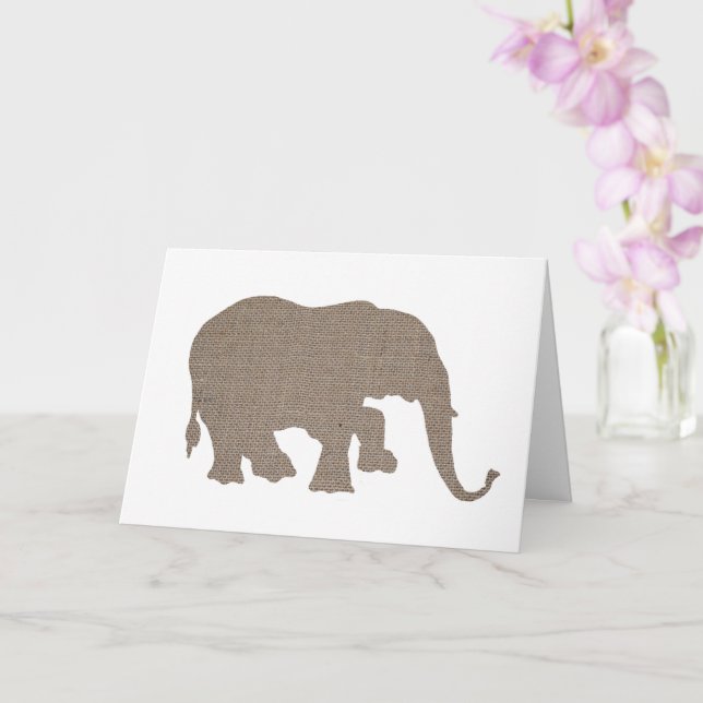 Burlap Elephant Card (Orchid)