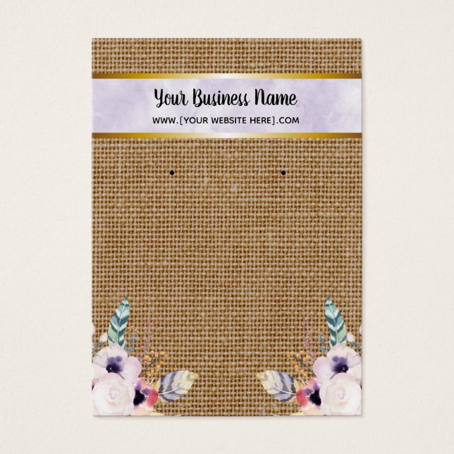 Burlap Flowers Boho Earring Display Cards (Front)
