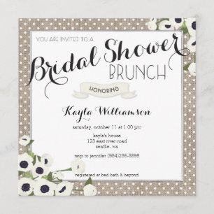 Burlap Flowers Bridal Shower Brunch Invitation