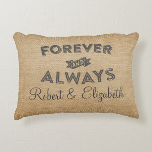 Burlap Forever and Always WEdding Decorative Cushion